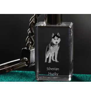 Siberian Husky, Chukcha - Crystal key ring with dog photo, illuminated key ring, unique gift by Art-Dog brand