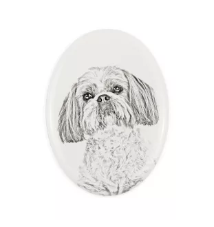 Shih Tzu - Gedenktafel mit einem Foto eines Hundes, Grabplatte mit Druck, personalisierte ovale Platte der Marke Art-Dog