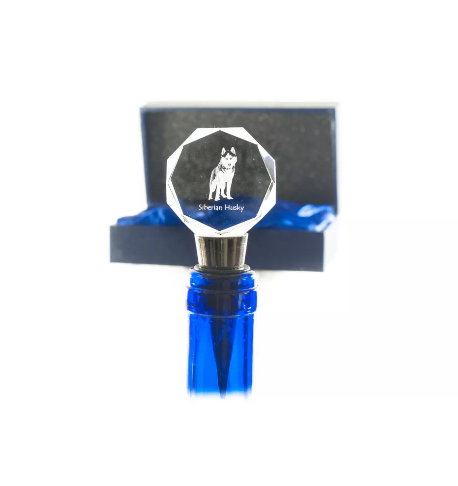 Siberian Husky, Chukcha - Bottle stopper, crystal wine stopper with photo, personalised gift for bartender by Art-Dog brand