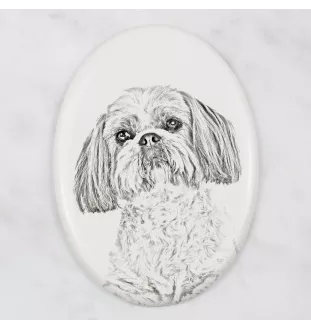 Shih Tzu, Chrysanthemum Dog - commemorative plaque with a photo of a dog, tombstone with a print, personalized oval plaque from the Art-Dog brand
