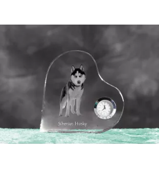 Husky syberyjski zegar w kształcie serca z psem Art-Dog