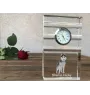 Husky de Sibérie, Husky sibérien - une horloge en verre avec une photo, une photo de chien dans un cristal, une horloge de bureau personnalisée de la marque Art-Dog