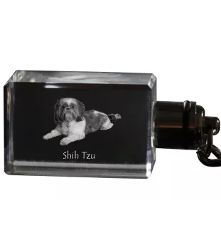 Shih Tzu - Schlüsselanhänger aus Kristall mit Hundefoto, beleuchteter Schlüsselanhänger, einzigartiges Geschenk der Marke Art-Dog