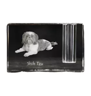 Shih Tzu - Stifthalter, Kristallorganizer mit Hundefoto, einzigartige Schreibtischdekoration der Marke Art-Dog
