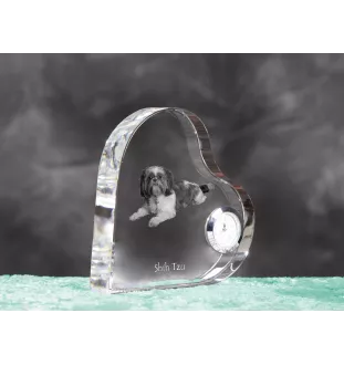 Shih Tzu - horloge en cristal avec une photo de chien, horloge de table en forme de cœur, horloge debout personnalisée de la marque Art-Dog