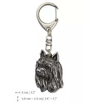 Silky Terrier - Silver-plated key ring with dog, handbag decoration, backpack pendant by Art-Dog brand
