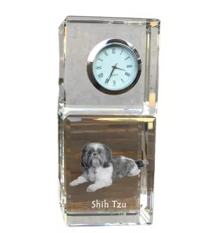 Shih Tzu - Kristalluhr mit Foto, Hundebild im Kristall, personalisierte Schreibtischuhr von Art-Dog.