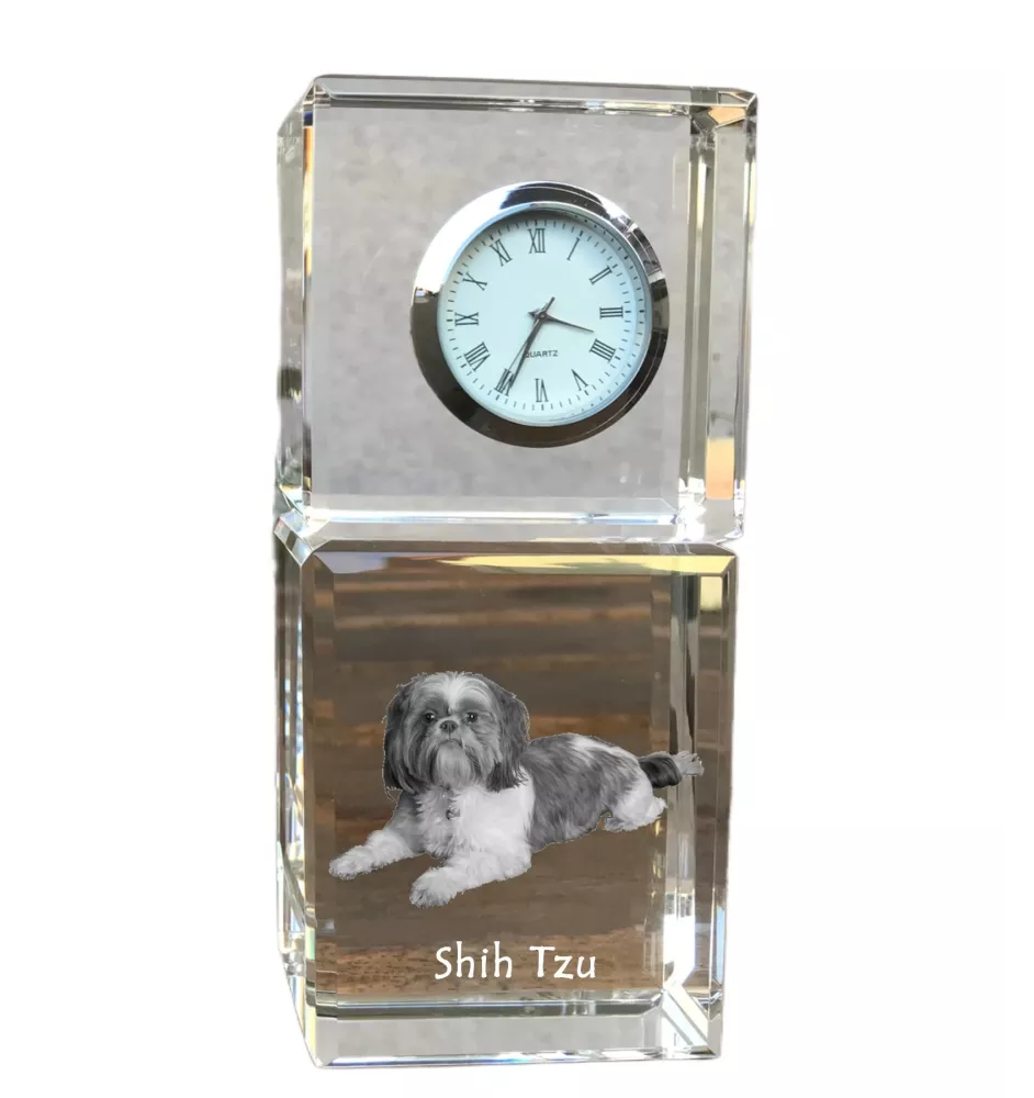 Shih Tzu - montre en cristal avec photo, photo de chien dans un cristal, horloge de bureau personnalisée de la marque Art-Dog
