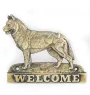 Siberian Husky, Chukcha - a door sign with a dog, a brass welcome plaque, a unique sign with the inscription Welcome from the Art-Dog brand
