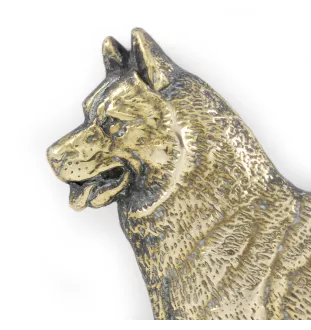 Siberian Husky, Chukcha - a door sign with a dog, a brass welcome plaque, a unique sign with the inscription Welcome from the Art-Dog brand