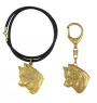 Siberian Husky, Chukcha - keychain and necklace with a dog in a box, high-quality gold-plated product, Art-Dog brand
