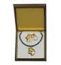 Siberian Husky, Chukcha - keychain and necklace with a dog in a box, high-quality gold-plated product, Art-Dog brand