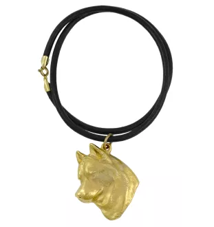 Siberian Husky, Chukcha - keychain and necklace with a dog in a box, high-quality gold-plated product, Art-Dog brand