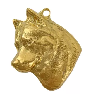 Siberian Husky, Chukcha - keychain and necklace with a dog in a box, high-quality gold-plated product, Art-Dog brand