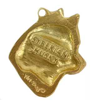 Siberian Husky, Chukcha - keychain and necklace with a dog in a box, high-quality gold-plated product, Art-Dog brand