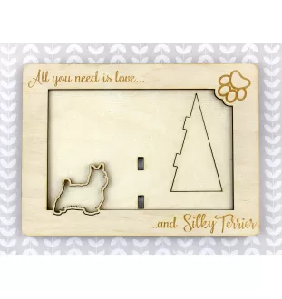 Seidenterrier - Fotorahmen, gravierter Holzrahmen, ein schönes Gadget für den Hundeliebhaber von Art-Dog