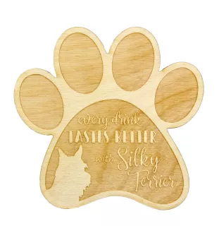 Terrier soyeux - Sous-verre mug, sous-verre gravé avec chien, cadeau pour amoureux des chiens par la marque Art-Dog