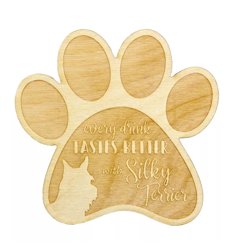 Seidenterrier - Tasse Untersetzer, graviert Untersetzer mit Hund, Geschenk für Hundeliebhaber von Art-Dog Marke