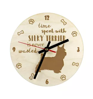 Seidenterrier - Uhr mit Hund, Holzuhr mit Gravur, personalisierte Uhr von Art-Dog