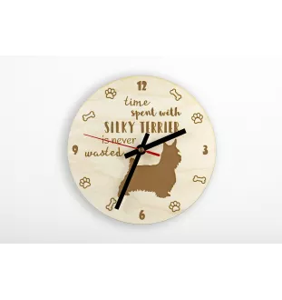 Seidenterrier - Uhr mit Hund, Holzuhr mit Gravur, personalisierte Uhr von Art-Dog