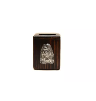 Shih Tzu - bougeoir en bois avec un chien, un souvenir unique après la perte d'un chien, une œuvre artisanale de la marque Art-Dog