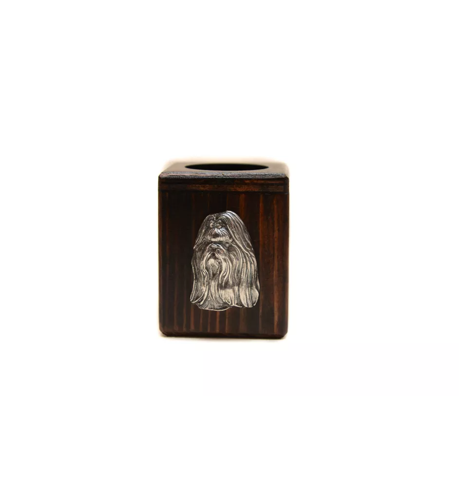 Shih Tzu - Holzkerzenständer mit Hund, einzigartiges Andenken an den Verlust eines Hundes, Handwerkskunst der Marke Art-Dog