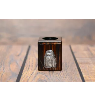 Shih Tzu - bougeoir en bois avec un chien, un souvenir unique après la perte d'un chien, une œuvre artisanale de la marque Art-Dog