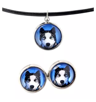 Husky de Sibérie, Husky sibérien - boîte à bijoux avec votre photo, ensemble collier et boucles d'oreilles, produits personnalisés de la marque Art-Dog