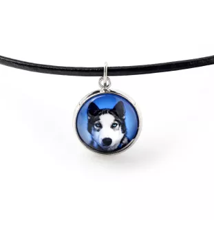 Siberian Husky, Chukcha - jewelry with your photo box, set of necklace and earrings, personalized products from the Art-Dog brand