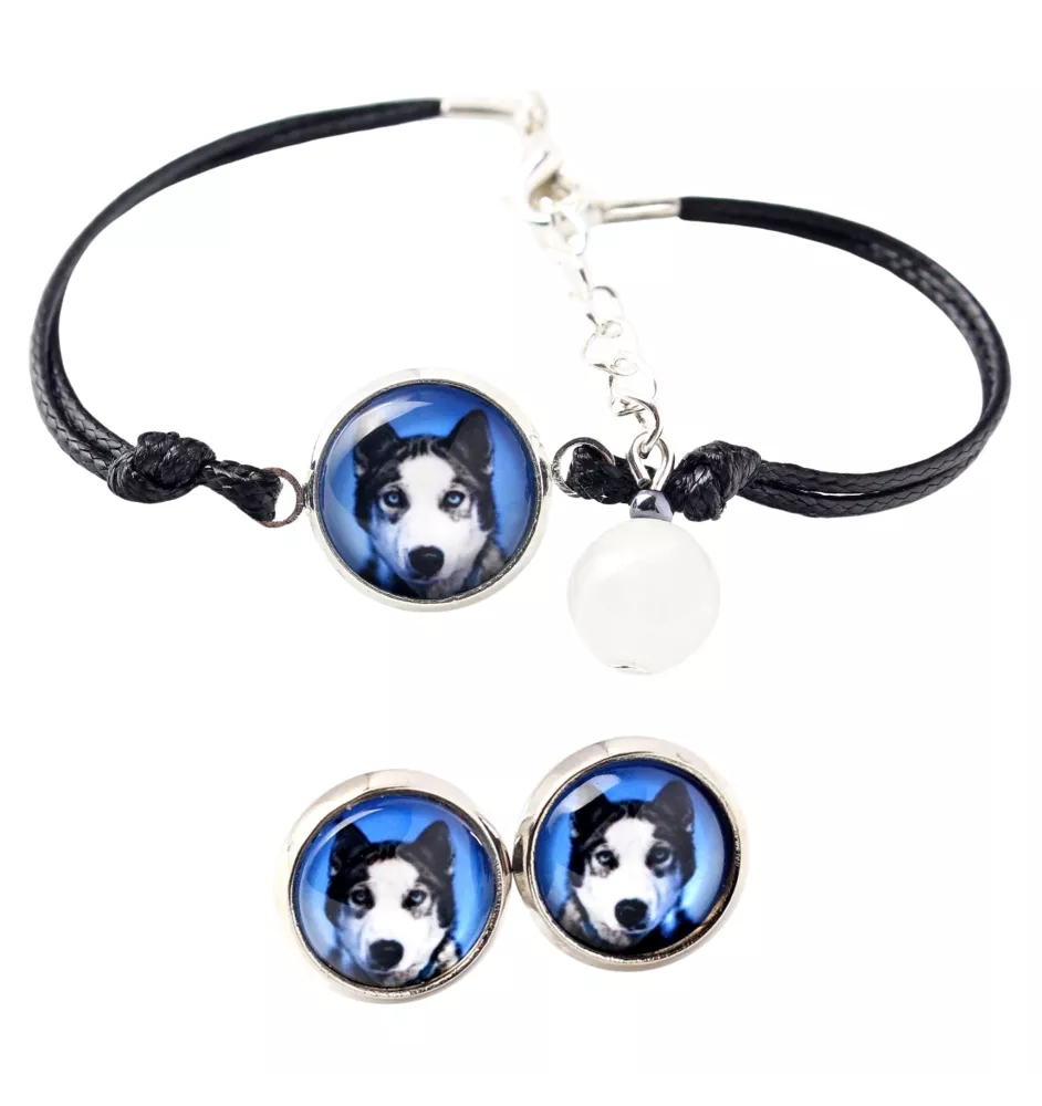 Siberian Husky, Chukcha - a set of jewelry with your photo, a woman's ornament, handmade item, a product made with passion for creating the Art-Dog brand.