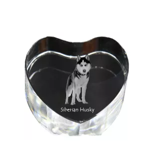 Husky de Sibérie, Husky sibérien - une photo de chien dans un cristal, un cœur en cristal, un cadre photo exceptionnel de la marque Art-Dog