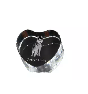 Siberian Husky, Chukcha - a photo of a dog in crystal, crystal heart, unique photo frame from the Art-Dog brand