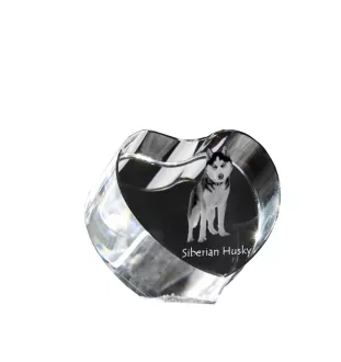 Husky de Sibérie, Husky sibérien - une photo de chien dans un cristal, un cœur en cristal, un cadre photo exceptionnel de la marque Art-Dog