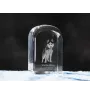 Siberian Husky, Chukcha - crystal cube with a photo, photo of a dog in crystal, cubic paperweight from Art-Dog brand