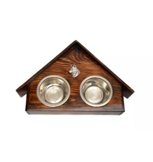 Siberian Husky, Chukcha - wooden stand with bowls for a dog, decorative dog bowls, a gift for adopting a dog from the Art-Dog brand
