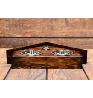 Husky de Sibérie, Husky sibérien - support en bois avec des bols pour chien, bols pour chien décoratifs, cadeau pour l'adoption d'un chien de la marque Art-Dog