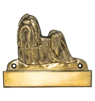 Shih Tzu - Haustürschild mit Hund, Messingschild mit Namen, personalisiertes Türschild mit Markennamen Art-Dog