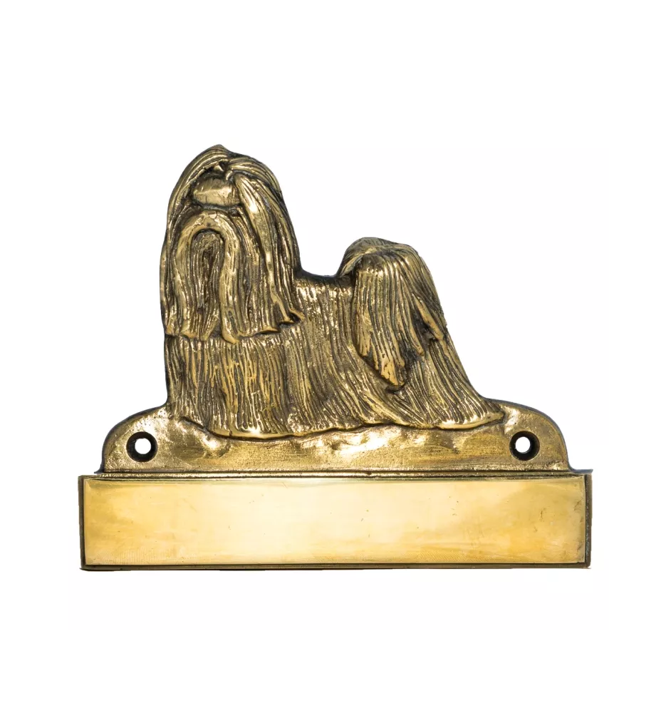 Shih Tzu - Haustürschild mit Hund, Messingschild mit Namen, personalisiertes Türschild mit Markennamen Art-Dog