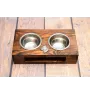 Siberian Husky, Chukcha - wooden stand with bowls for a dog, steel dog bowls, a gift for adopting a dog from the Art-Dog brand