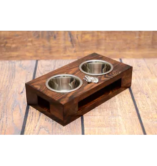 Husky de Sibérie, Husky sibérien - support en bois avec des bols pour chien, bols pour chien en acier, cadeau pour l'adoption d'un chien de la marque Art-Dog