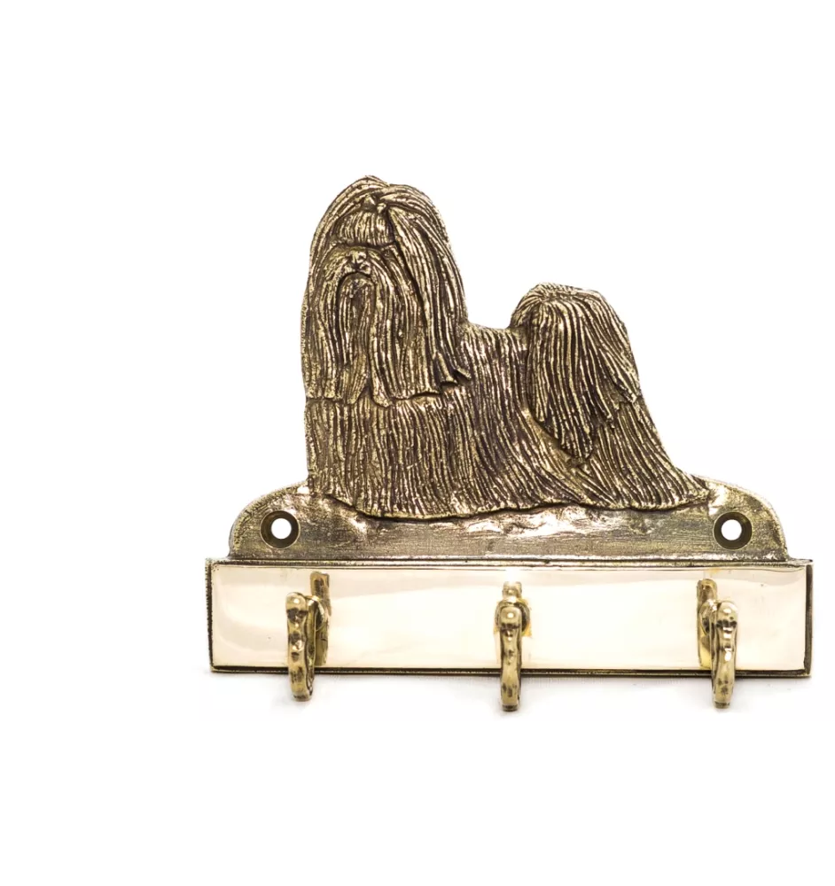 Shih Tzu, Chrysanthemum Dog - key holder with a dog, brass handle for dog accessories, an elegant decoration for the hallway from the Art-Dog brand.