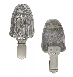 Shih Tzu, Chrysanthemum Dog - brooch with a clip, holder for a start number, silver-plated dog show pin from the Art-Dog brand