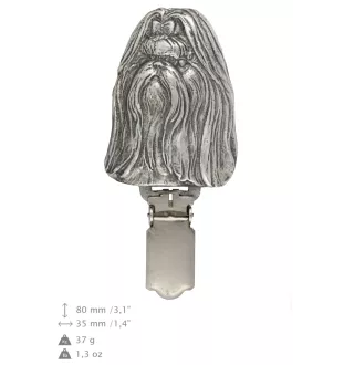 Shih Tzu, Chrysanthemum Dog - brooch with a clip, holder for a start number, silver-plated dog show pin from the Art-Dog brand