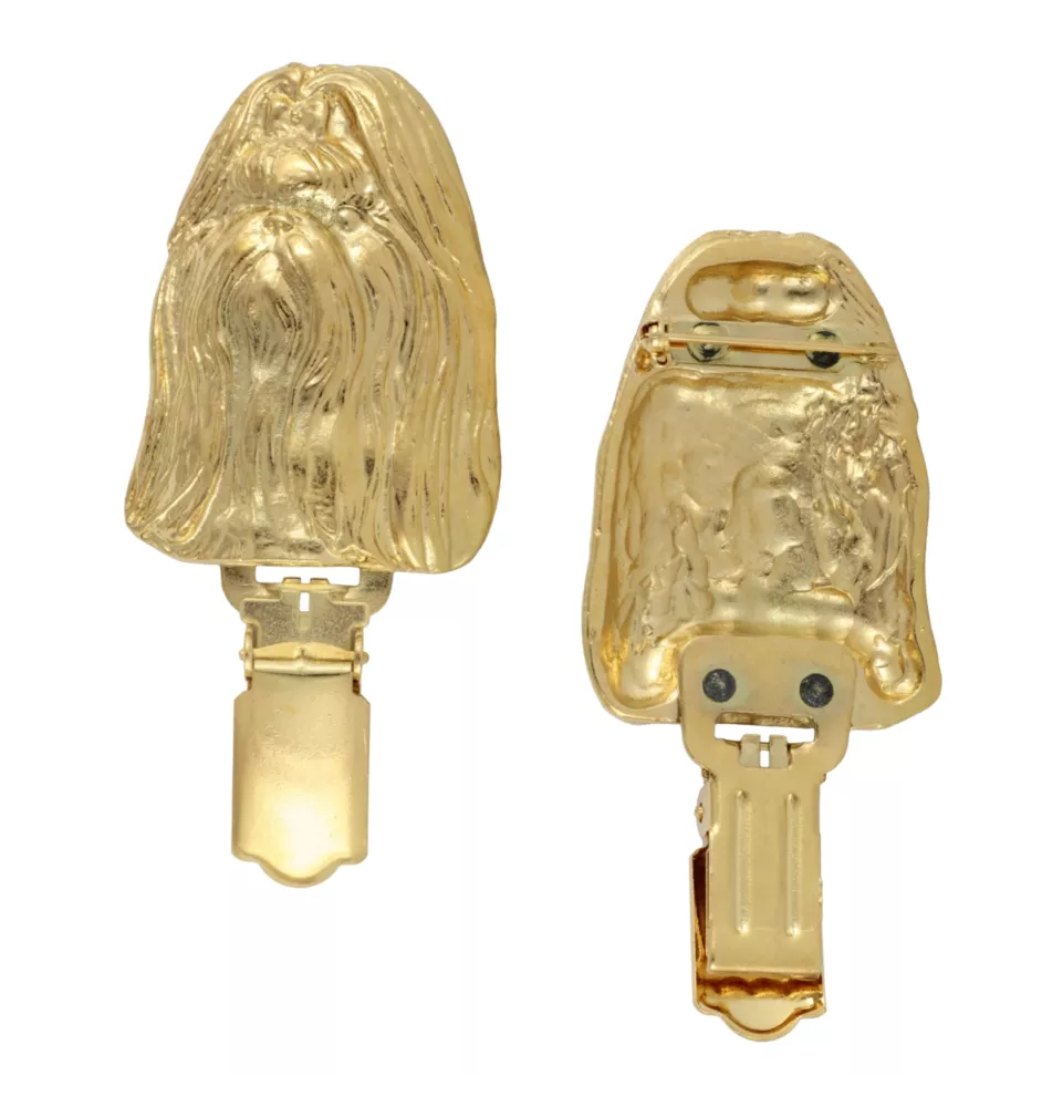 Shih Tzu - broche avec pince, support doré pour numéro de départ, élégante épingle pour exposition de chiens de la marque Art-Dog