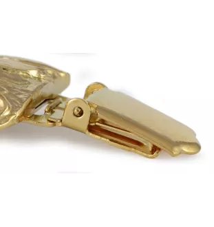 Shih Tzu, Chrysanthemum Dog - brooch with a clip, gold-plated holder for a race number, elegant dog show pin from Art-Dog brand