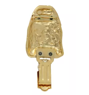 Shih Tzu, Chrysanthemum Dog - brooch with a clip, gold-plated holder for a start number, a gift for a dog show by Art-Dog brand.