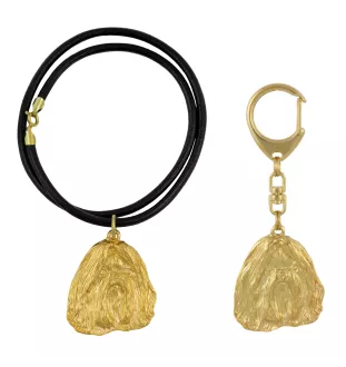 Shih Tzu - porte-clés et collier avec chien dans une boîte, produit plaqué or de haute qualité, marque Art-Dog