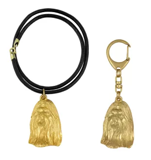 Shih Tzu, Chrysanthemum Dog I - keychain and necklace with a dog in a box, high-quality gold-plated product, Art-Dog brand