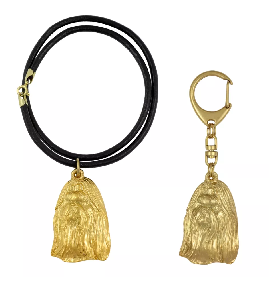 Shih Tzu, Chrysanthemum Dog I - keychain and necklace with a dog in a box, high-quality gold-plated product, Art-Dog brand
