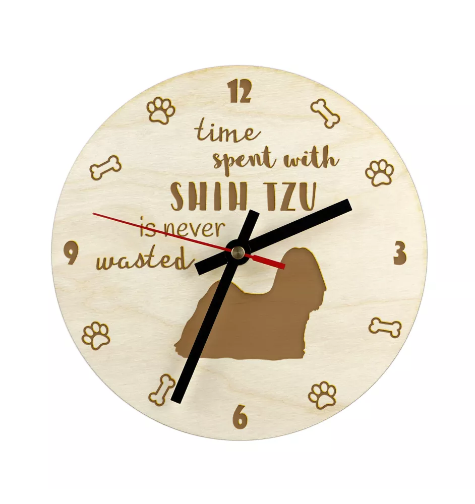 Shih Tzu, Chrysanthemum Dog - clock with a dog, wooden clock, wall clock for dog lovers, clock for desk and shelf, Art-Dog
